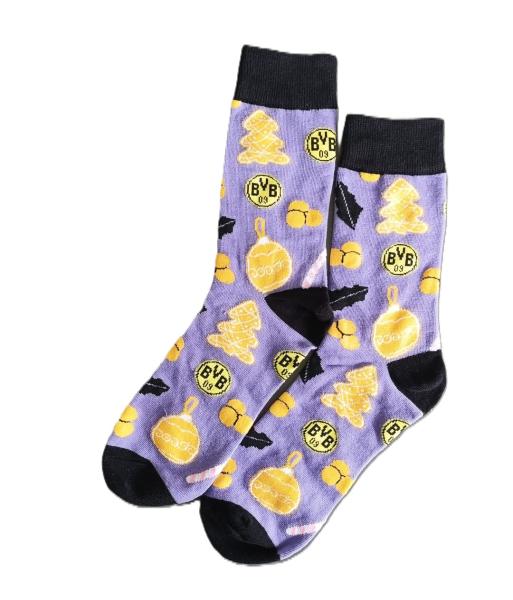 Borussia Dortmund BVB Weihnachtssocken Lila Gr. 39–44